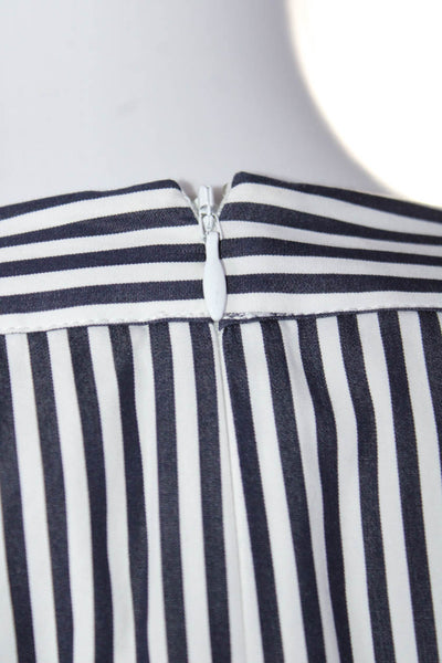 Parker Women's Striped Long Sleeve V Neck Peplum Blouse White Black Size S
