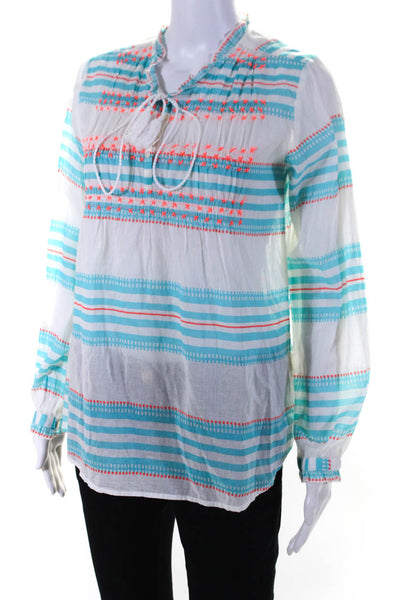 Lola Australia Women's Striped Long Sleeve Button Up Top Blue White Size XS