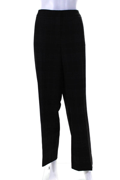 Etcetera Womens Woven Plaid Mid Rise Zip Up Straight Leg Pants Black Size 14