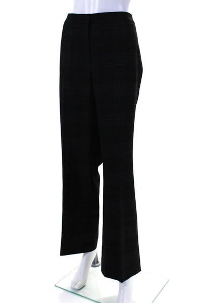 Etcetera Womens Woven Plaid Mid Rise Zip Up Straight Leg Pants Black Size 14