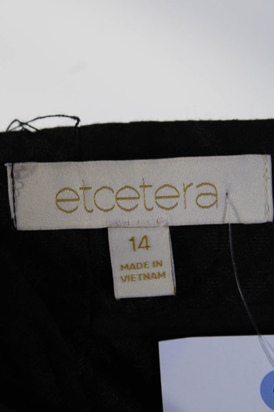 Etcetera Womens Woven Plaid Mid Rise Zip Up Straight Leg Pants Black Size 14