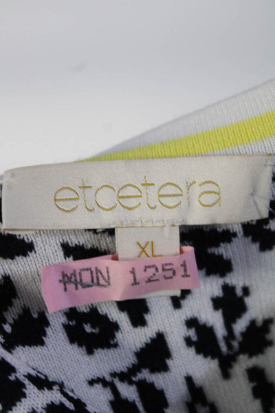 Etcetera Womens Floral Knit Sleeveless A-Line Midi Dress Navy Blue Size XL