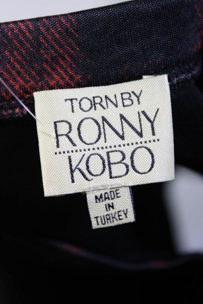Torn by Ronny Kobo Womens Plaid Crew Neck Sweatshirt Black Red Size Medium