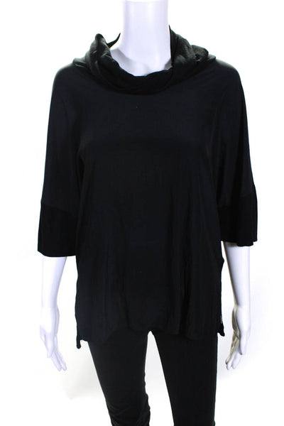 Lola And Sophie Womens Short Sleeves Turtleneck Sweater Black Size Extra Small