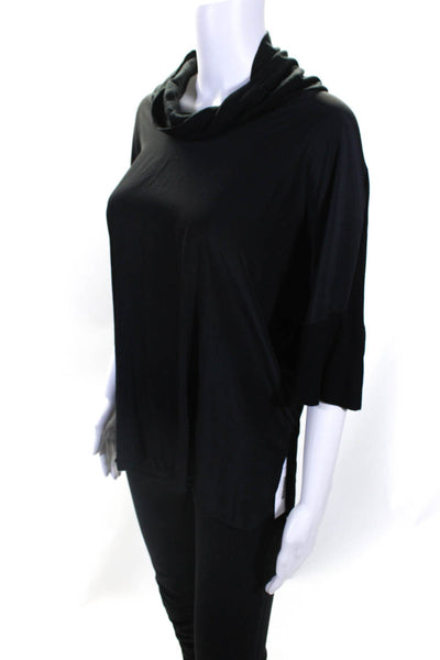 Lola And Sophie Womens Short Sleeves Turtleneck Sweater Black Size Extra Small