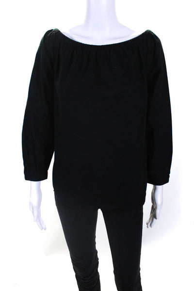 Rag & Bone Jean Womens Long Sleeves Pullover Blouse Black Cotton Size Medium