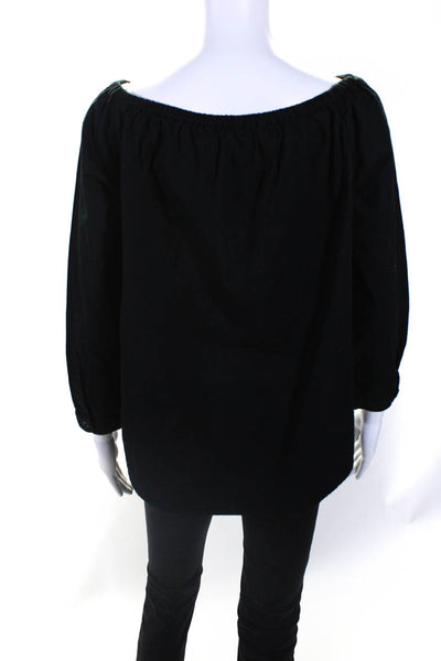 Rag & Bone Jean Womens Long Sleeves Pullover Blouse Black Cotton Size Medium