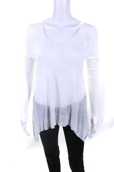 Eileen Fisher Womens Linen Pullover Asymmetrical Sweater White Size Extra Small