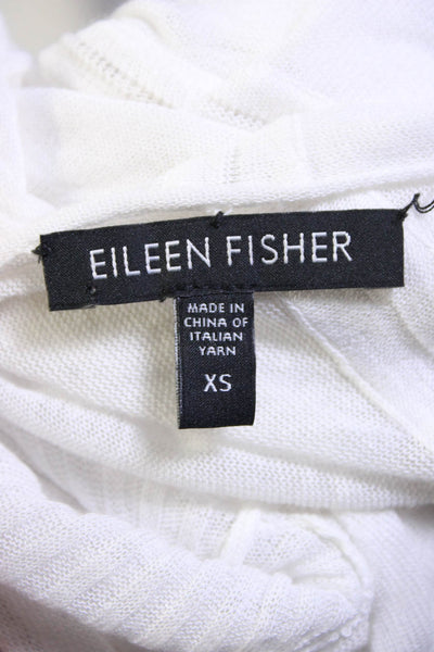 Eileen Fisher Womens Linen Pullover Asymmetrical Sweater White Size Extra Small