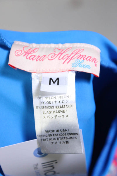 Mara Hoffman Womens 3/4 Sleeve Crew Neck Pixel Abstract Shirt Blue Pink Medium