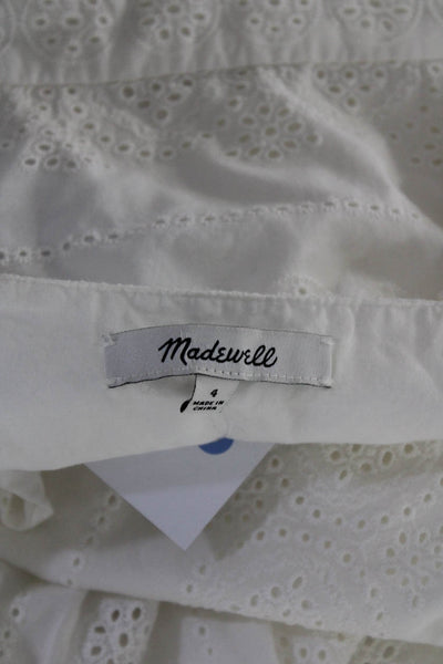 Madewell Womens Cotton Square Neck Sleeveless Ruffled Cutout Dress White Size 4