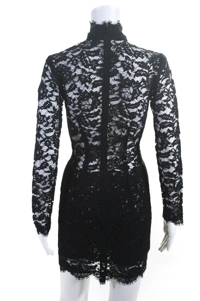 Femme D Armes Womens Lace High Neck Cut Out Long Sleeve Dress Black Size 1 S
