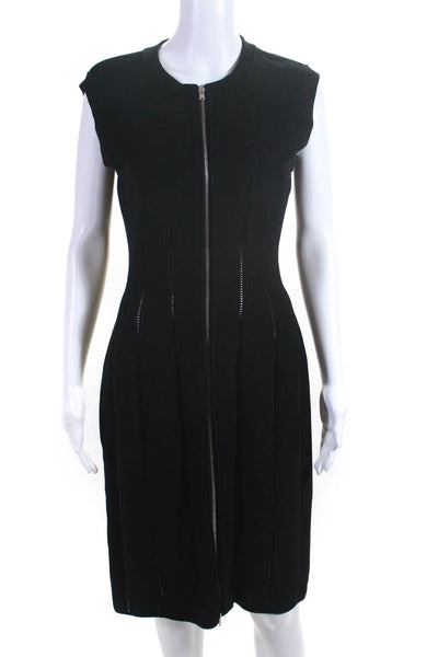Alaia Womens Knit Sleeveless Full Zip Up A-Line Knee Length Dress Black Size 42