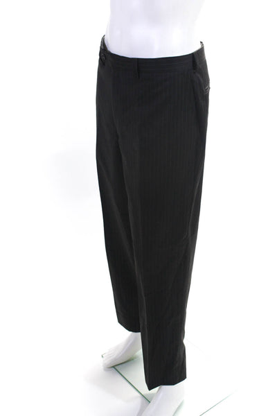 Calvin Klein Mens Wool Striped Button Collar Blazer Pants Set Black Size EUR46