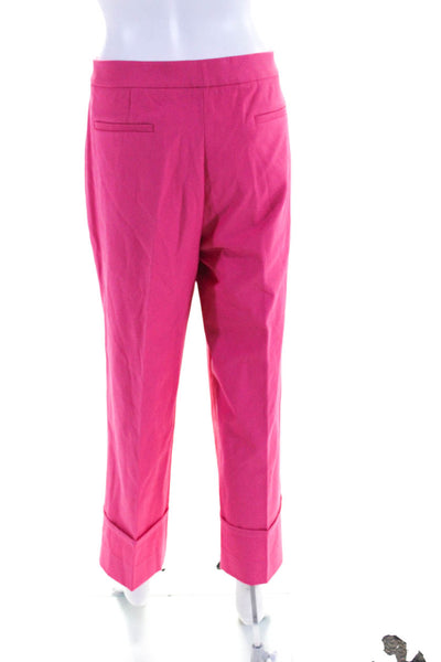 Etcetera Womens Cotton Textured Mid-Rise Rolled Up Wide Leg Pants Pink Size 16