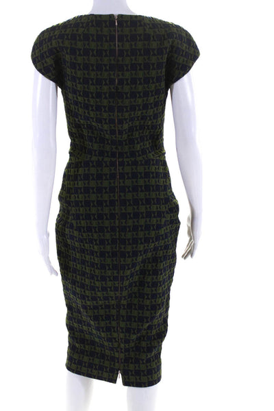Victoria Beckham Womens Textured Sleeveless V-Neck Sheath Dress Green Size 6