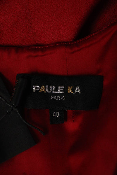 Paule Ka Women's Long Sleeve Knee Length Sheath Dress Red Size 6