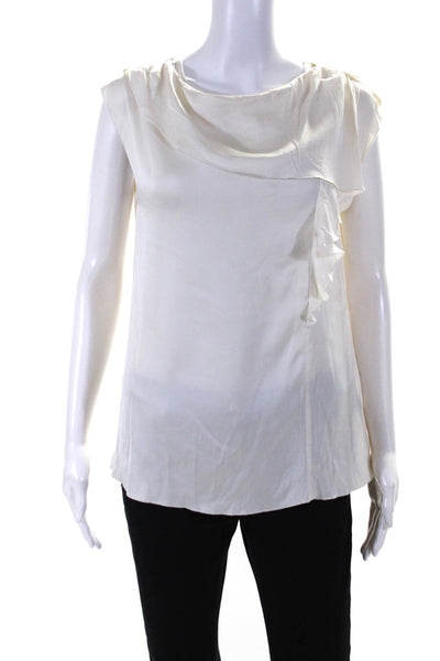 Banana Republic Womens Silk Draped Sleeveless Pullover Blouse Top Cream Size S