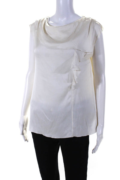 Banana Republic Womens Silk Draped Sleeveless Pullover Blouse Top Cream Size S