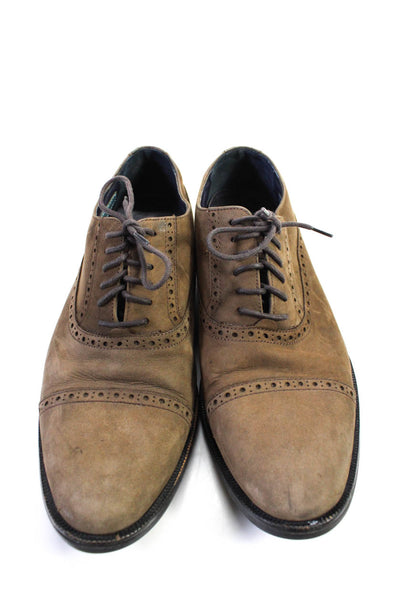 Cole Haan Mens Lace Up Wingtip Waterproof Oxfords Brown Suede Size 10M