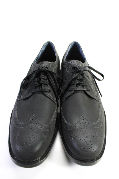 Cole Haan Mens Lace Up Round Toe Wingtip Oxfords Gray Leather Size 10M
