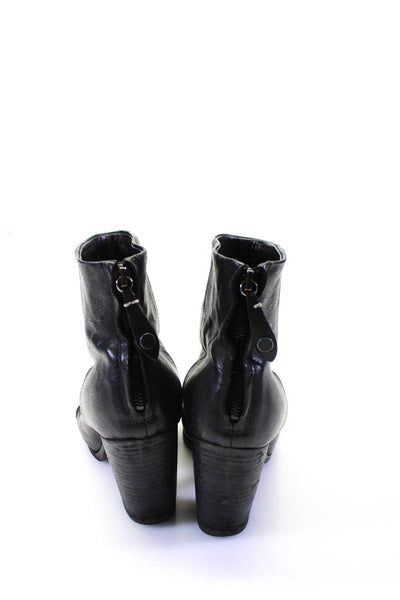 Rag & Bone Womens Leather Closed Toe Block High Heel Ankle Boots Black Size 9
