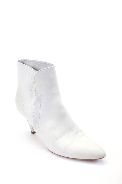 Laurence Dacade Womens Leather Pointed Toe Ankle Spool Heel Boots White Size 10