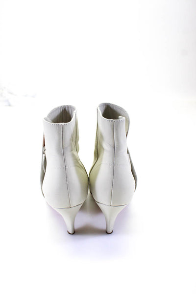 Laurence Dacade Womens Leather Pointed Toe Ankle Spool Heel Boots White Size 10