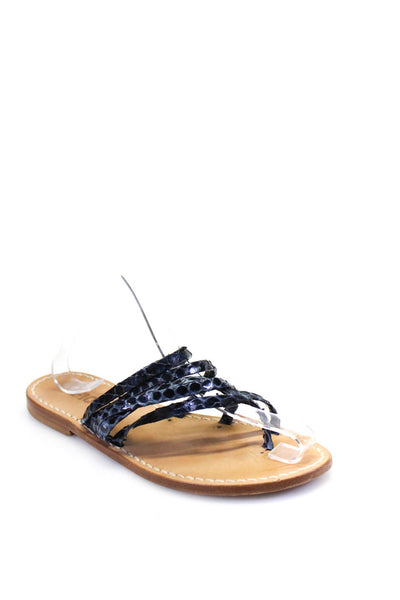 Fiore Capri Womens Snakeskin Strappy T Strap Sandals Blue Size 38