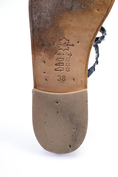 Fiore Capri Womens Snakeskin Strappy T Strap Sandals Blue Size 38