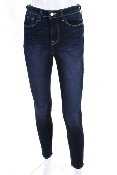 L'Agence Womens Cotton Dark Wash Buttoned Skinny Leg Jeans Blue Size EUR25