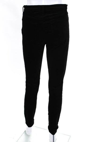 L'Agence Womens Cotton Velour Buttoned Skinny Leg Pants Black Size EUR26