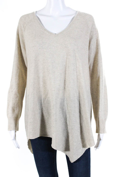 Joie Womens Tight Knit Woven Long Sleeved V Neck Pullover Sweater Beige Size S
