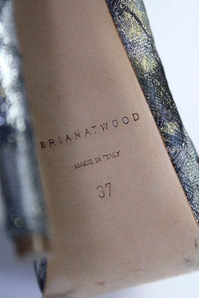 Brian Atwood Womens Brocade Metallic Platform High Heels Pumps Gray Size 37 7