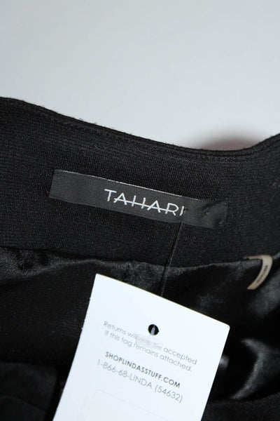 Tahari Womens Crew Neck Full Zip Ponte Jacket Black Size Large