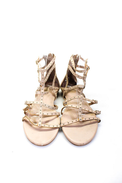Vince Camuto Womens Strappy Studded Flat Gladiator Sandals Beige Size 40 10