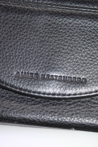 Aimee Kestenberg Womens Leather Chain Strap Snap Clsoure Shoulder Bag Black