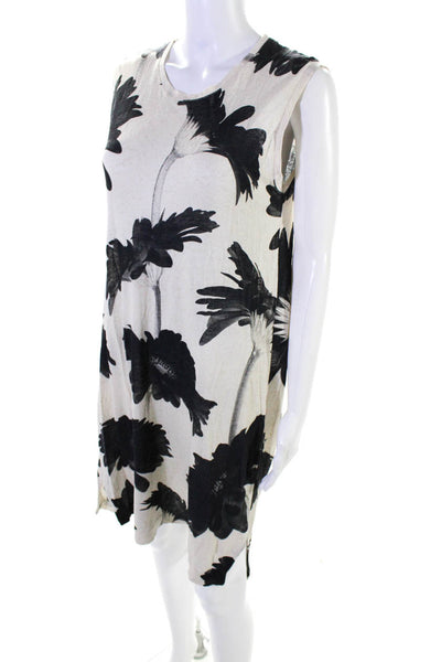 Osklen Womens Jersey Floral Sleeveless Scoop Neck T-Shirt Dress Beige Size S