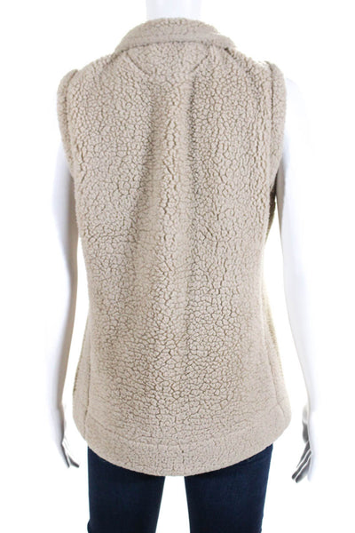 Calvin Klein Womens Fleece Full Zipper Vest Camel Beige Size Small