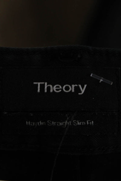 Theory Mens Solid Black Haydin Straight Slim Fit Pants Size 34