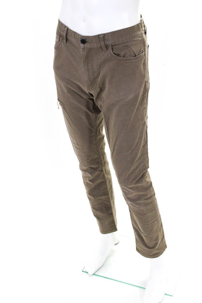 Theory Mens Solid Brown Distress Haydin Straight Slim Pants Size 34