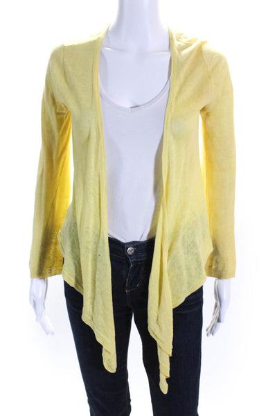 Calypso Saint Barth Womens Thin-Knit Draped Open Sweater Cardigan Yellow Size XS