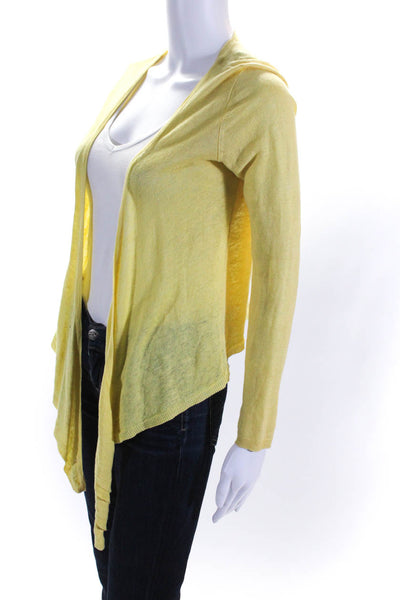 Calypso Saint Barth Womens Thin-Knit Draped Open Sweater Cardigan Yellow Size XS