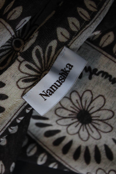 Nanushka Womens Layered Knit Floral Check Maxi Skirt Brown Size Large