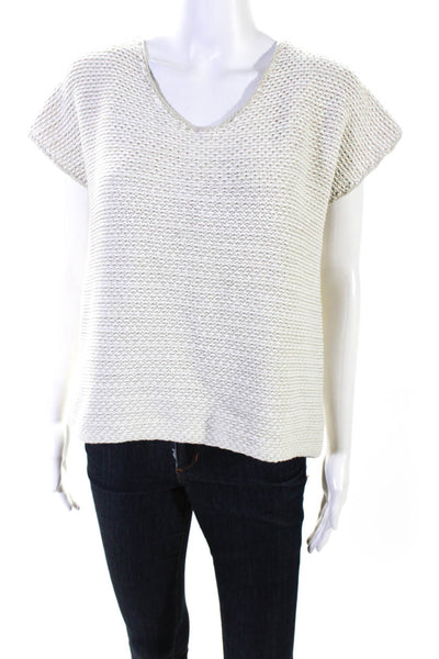 Swildens Womens Cotton Knit V-Neck Sleeveless Sweater Top Beige Size XS
