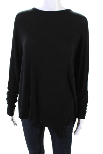 Sen Womens Knit Crew Neck Long Sleeve Oversized Sweater Top Black Size OS