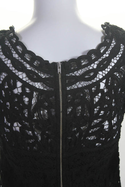 Sea New York Womens Crochet Short Sleeves Dress Black Cotton Size 4