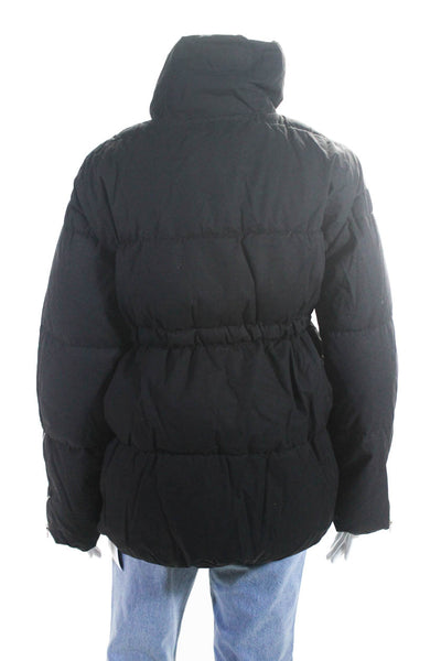 Curated Womens Full Zipper Puffer Jacket Black Cotton Size Medium