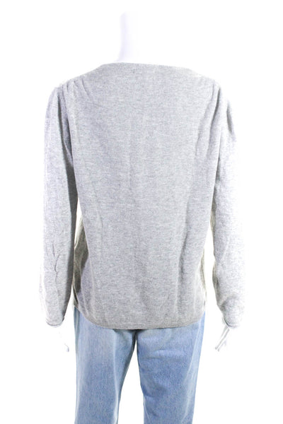 Massimo Dutti Womens Long Sleeves Pullover V Neck Sweater Gray Wool Size Large