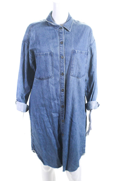 Rails Womens Blue Chambray Collar Pockets Button Long Sleeve Shirt Dress Size XS